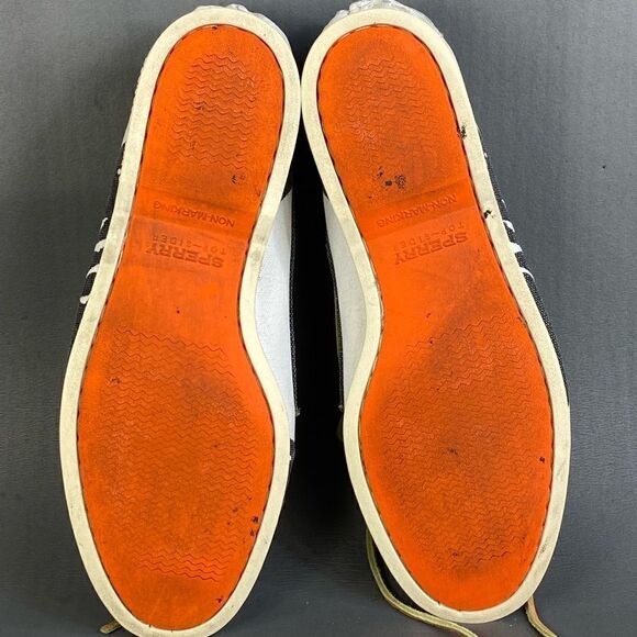Sperry Top-Spider 2-Eye Hand Painted Rigger Navy/White boat shoes mens size 12 - Picture 7 of 8